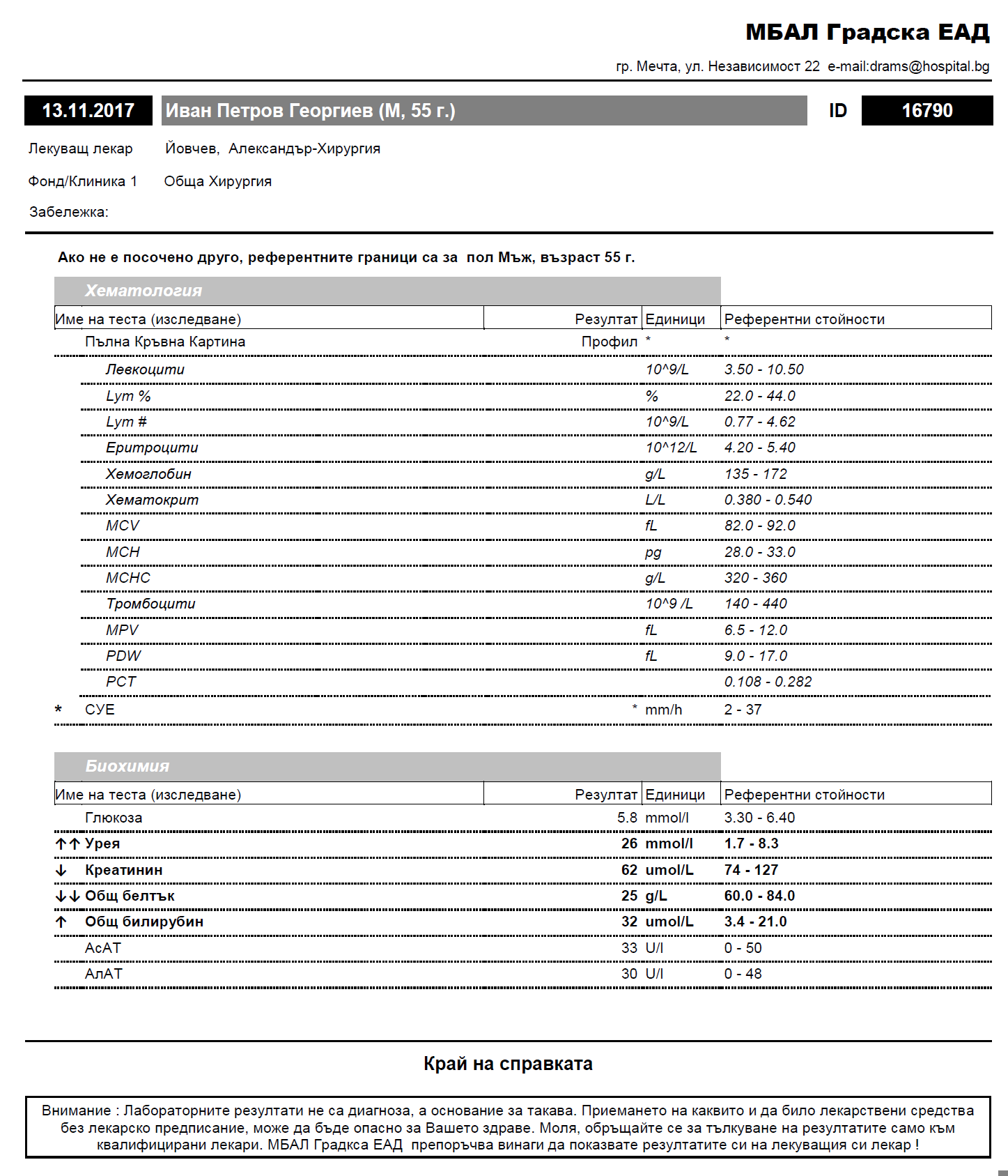 Примерна разпечатка